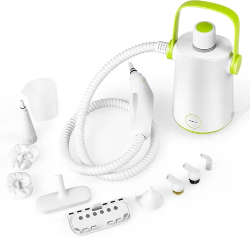 Vista 10 de GOFLAME Limpiador a vapor de mano, limpiador presurizado portátil de 1000 W con 10 accesorios para uso multiusos, potente vaporizador para el hogar