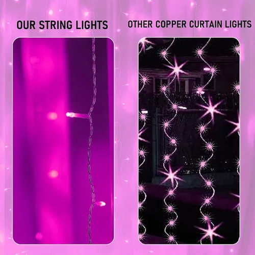 Vista 3 de Dazzle Bright 300 luces LED para cortina, luces de hadas del Día de San Valentín para dormitorio con 8 modos de iluminación, luces de ventana