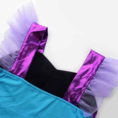 Vista 5 de Uhdear Disfraz de princesa de sirena para niñas vestido de fiesta de Halloween con accesorios