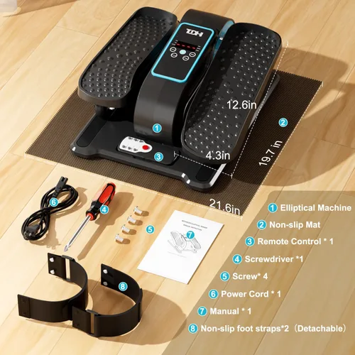 Vista 8 de TDH Under Desk Elliptical Machine Leg Exerciser Electric Quiet Portable Electric Pedal Exerciser While Sitting for Seniors Adult with 12
