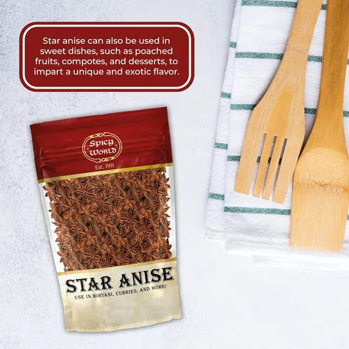 Vista 5 de Anís Estrellado Entero en Vainas Bolsa de 6 Oz - Calidad Premium, Vegano, Totalmente Natural, Seco, Excelente para Hornear y Té por Spicy World