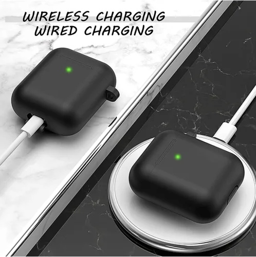 Vista 3 de Funda de silicona para Apple Airpods 1ª/2ª generación W llavero (verde)
