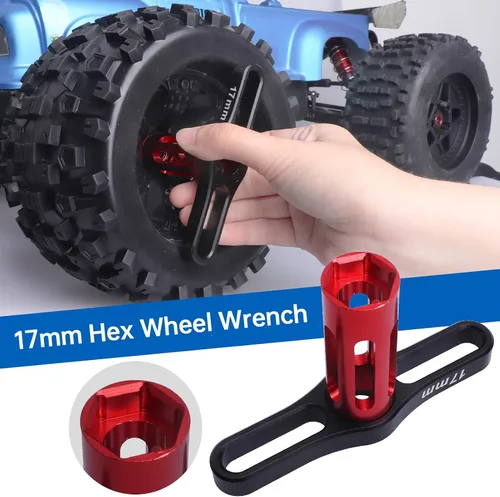 Vista 4 de Bandeja de tornillos RC de aluminio y llave de rueda de 0.669 in y llave hexagonal cruzada pequeña, juego de herramientas de reparación RC para 1/24