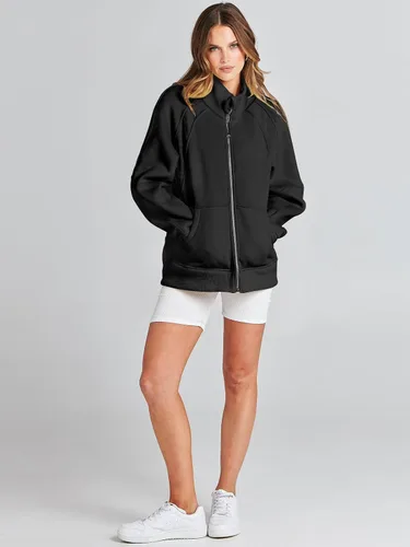 Vista 9 de Caracilia Sudaderas de gran tamaño para mujer, de manga larga, con cremallera, a la moda, a la moda, chamarras, ropa cómoda