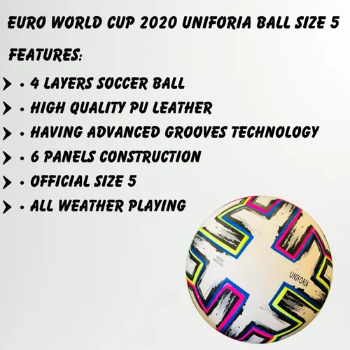 Vista 3 de Balón de fútbol famoso del partido final de la Copa del Mundo Euro 2020, diseño de 6 paneles de fútbol [tamaño oficial 5] – Perfecto
