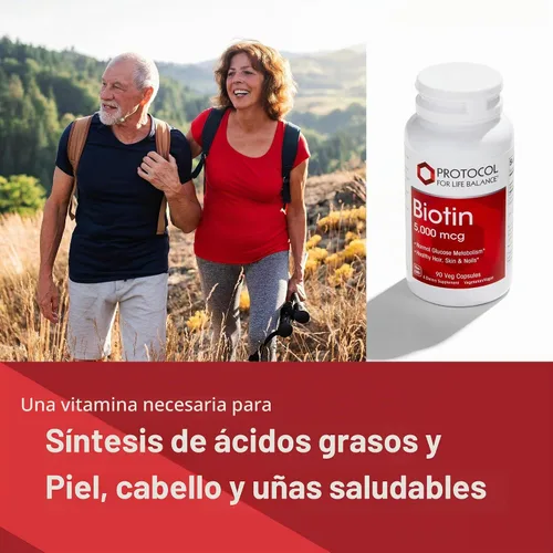 Vista 3 de PROTOCOL FOR LIFE BALANCE Biotina 5,000 mcg, cabello, piel y uñas, 90