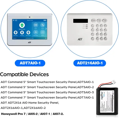 Vista 5 de rapthor Batería de repuesto 7950mAh 300-10186 para panel de seguridad inteligente ADT Command 3.6V / 3.7V / 4.2V 29.42Wh