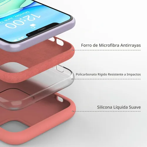 Vista 4 de Funda de silicona líquida compatible con iPhone 11, color coral