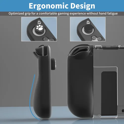 Vista 4 de Funda para Switch con funda ergonómica de TPU JoyCon, carcasa trasera de PC transparente para Nintendo Switch 2017, funda protectora