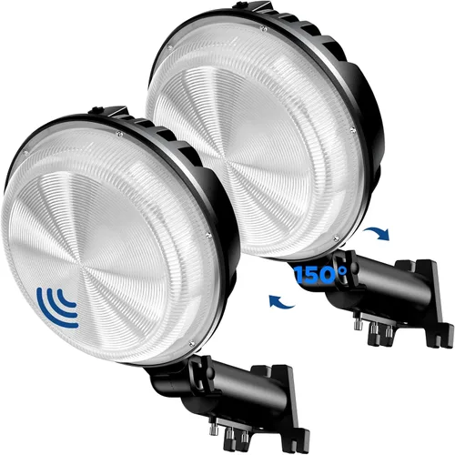 Vista 10 de Luz LED de granero, 150 W, 20000 lúmenes, iluminación exterior del atardecer al amanecer con fotocélula de ángulo ajustable, luz diurna de 6500 K