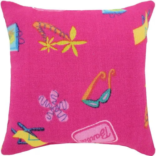 Vista 3 de Almohada de hada de dientes con bolsillo, rosa, tela con estampado de playa Barbie para niñas
