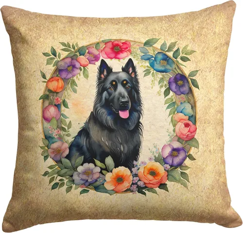 Vista 60 de Caroline's Treasures DAC2072PW1414 Affenpinscher and Flowers - Almohada decorativa de tela, lavable a máquina, para interiores y exteriores