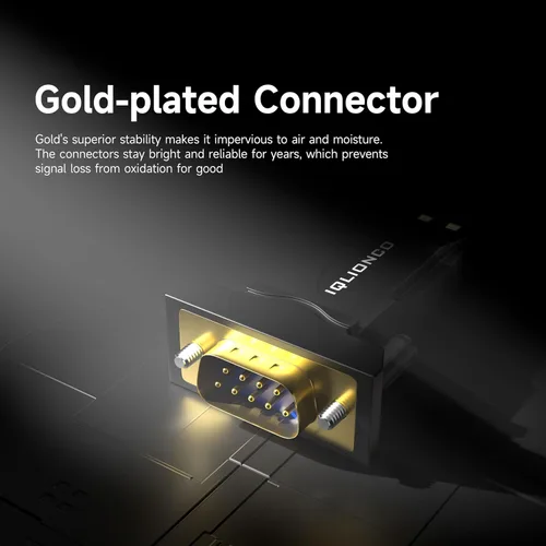 Vista 5 de Adaptador serie RS232 macho USB 2.0 a DB9 negro con chip FTDI FT232RL - Conectores chapados en oro - Compatible con Windows 11/10, Mac, Linux