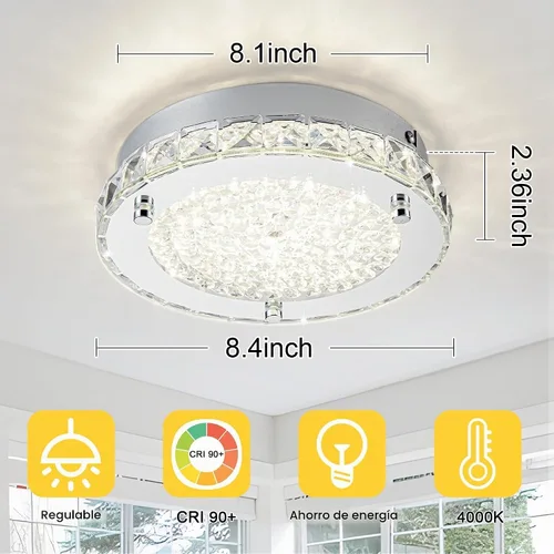 Vista 5 de Lámpara de techo de cristal de montaje empotrado, accesorios de 4000K