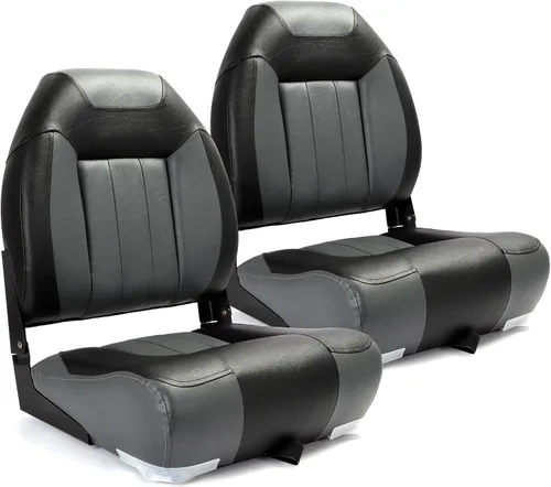 Vista 8 de P1 Premium Marine Asiento plegable para barco con respaldo alto, tornillos de acero inoxidable incluidos