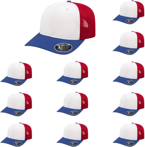 Vista 108 de Cap America i8502 Flexfit 110 Premium - Gorra de camionero de perfil medio con 6 paneles de malla trasera con protección UV y cierre ajustable