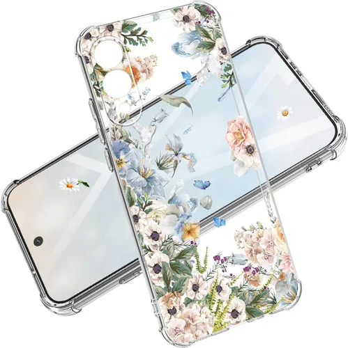 Vista 13 de Funda para Samsung Galaxy S23 FE con protector de pantalla, suave, a prueba de golpes, transparente, floral, funda protectora para mujer, diseño