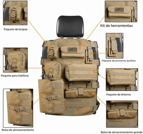 Vista 2 de SUNPIE - Protector de asiento mejorado de mayor tamaño, protector de asiento táctico universal para camiones, camionetas, SUV, compatible con JL/JT