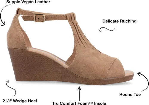 Vista 2 de Sandalias Journee Collection con correa de tobillo y cuña, suela cómoda, para mujer