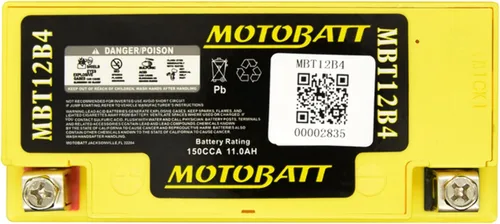 Vista 4 de MotoBatt Batería AGM sellada MBT12B4 de 12 voltios y 11 Ah sin mantenimiento