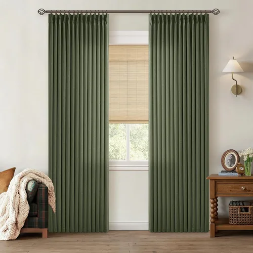 Vista 67 de TWODRAPES Juego de 2 paneles de cortinas plisadas de lino de 96 pulgadas de Avena