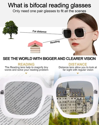 Vista 3 de OCCI CHIARI Bifocal Sunglasses Reading Glasses for Women Large Reader 1.0 1.5 2.0 2.5 3.0 3.5 UV400 Blue Light Filter