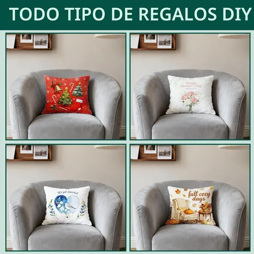 Vista 6 de OKBA 10 fundas de almohada de sublimación en blanco de 16 x 16 pulgadas, fundas de cojín blancas de satén brillante, fundas de almohada de 10 fundas