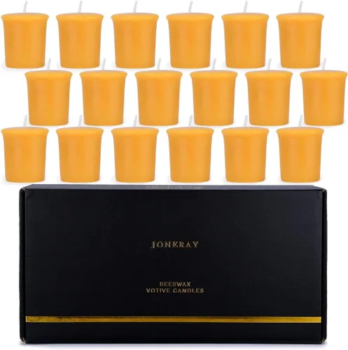 Vista 9 de Velas votivas de cera de abeja pura, paquete de 10 velas de cera de abeja natural sin perfume para fiestas familiares y regalos de cumpleaños Marfil