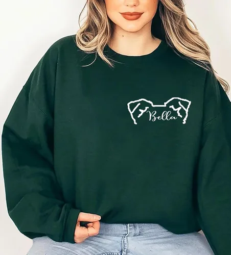 Vista 2 de IZI POD Sudadera personalizada de raza de perro, sudadera con orejas de perro con nombre, sudadera con capucha para perro y papá