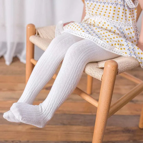 Vista 5 de American Trends Medias de bebé para niñas, leggings de algodón de punto trenzado, medias suaves sin costuras para recién nacidos, medias para bebés