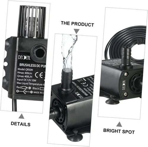 Vista 5 de Abaodam 12V Miniature Water Pump Submersible Fountain Pump for Fish Tanks Computer Cooling and Hydroponics Durable Low Vibration Versatile Use for