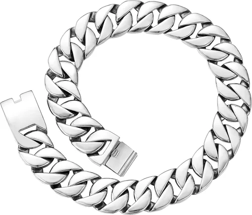 Vista 7 de AYiFFWTEO Collar de Pulsera de Cadena de Oro de 32mm de Ancho, Cadena de Oro Pesada con Caja, Chapado en Oro de 18K, Acero Inoxidable 316L, Cadena
