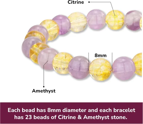 Vista 11 de Crystal Vibe Pulseras de cuentas de 0.315 in para mujeres y hombres, pulseras de cristal con piedras preciosas naturales, tamaño elástico ajustable