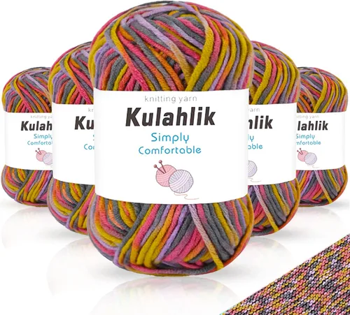 Vista 99 de 50g (1x50g) Hilo Acrílico para Crochet y Tejido, Hilo Degradado Colorido, 1 Rollo de Madejas, Hilo Acrílico Multicolor, Perfecto para Proyectos