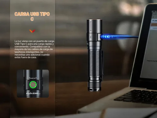 Vista 7 de Fenix E28R V2.0 linterna EDC, 1700 lúmenes USB-C recargable compacta de bolsillo con cola magnética