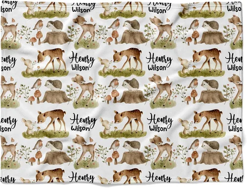 Vista 23 de Manta personalizada de ciervo alpino para bebé, manta personalizada para el cuarto de bebé, manta de vellón suave para la vida silvestre, ropa