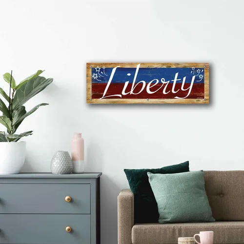 Vista 8 de Epic Art 'Liberty' por Ed Wargo, arte de pared de vidrio acrílico, 36"x12