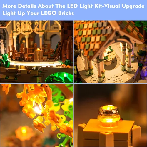 Vista 4 de LocoLee Kit de luces LED compatible con Lego Rivendell, accesorios de iluminación de bricolaje compatibles con Lego 10316 para ventiladores