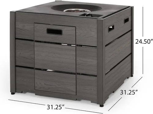 Vista 12 de Christopher Knight Home Archie Outdoor - Fogata cuadrada de 40,000 BTU, color gris