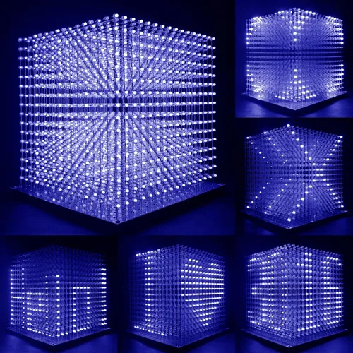 Vista 2 de Mini 3D Led Cube DIY Kit de Electrónica Kit de Proyecto de Soldadura (3D16MINI-ALLBLUE-KIT)