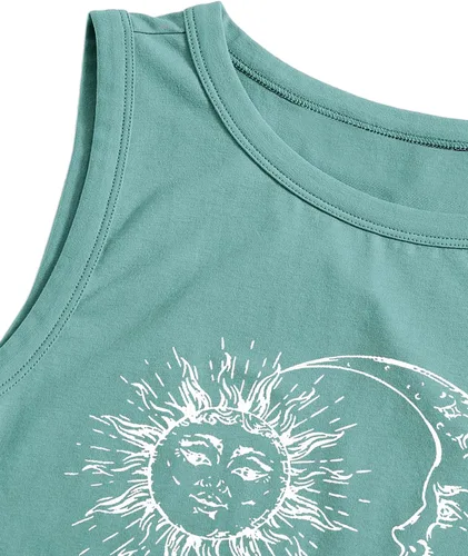 Vista 3 de Remidoo Camiseta sin mangas para mujer, estilo casual, con gráficos, recortada, cuello redondo