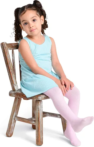 Vista 2 de LA ACTIVE Baby Girls Tights - Cozy Warm Cotton Cable Knit Winter Tights - Non-Skid Grip - Toddler Infant Newborn Kids