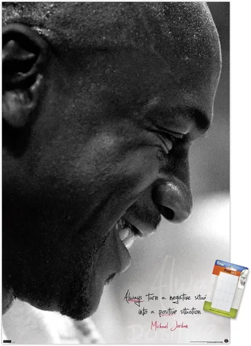 Vista 10 de Trends International Michael Jordan - Póster de pared siempre positivo, 22.4 pulgadas de largo x 14.7 pulgadas, versión enmarcada en madera