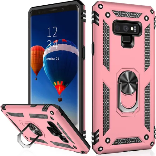 Vista 11 de IKAZZ Funda para Galaxy Note 9, TPU suave y flexible de doble capa y policarbonato duro, antideslizante, de cuerpo completo, resistente, funda Azul