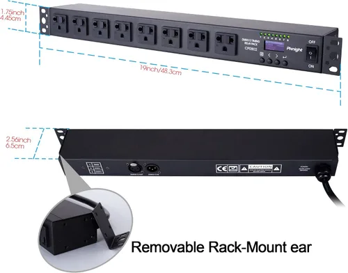 Vista 4 de Pknight Relé PDU DMX inteligente de 8 tomas - Secuenciador de potencia programable con control DMX512, control remoto RS485, unidad de distribución