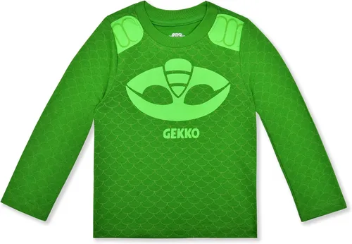 Vista 2 de Hasbro PJ Masks Catboy and Gekko - Conjunto de camisa de manga larga y pantalones deportivos para niños pequeños y niños pequeños verdeazul