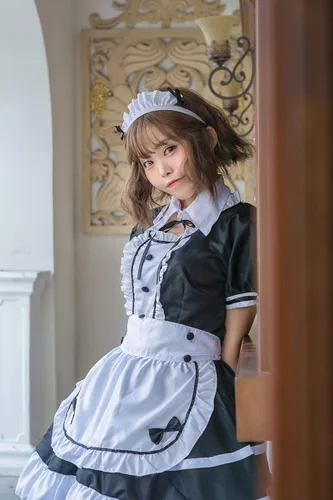 Vista 3 de Disfraz de criada japonesa para mujer estilo clásico delantal de criada Lolita disfraz de Halloween