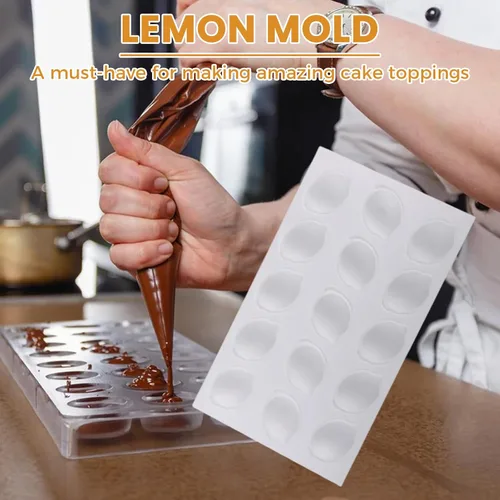 Vista 2 de Molde de silicona de limón con 15 cavidades, molde de mousse para hornear, bandeja de hornear con forma de fruta para postres, chocolates, dulces