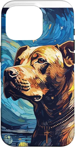 Vista 20 de Funda para iPhone 16 Pitbull Starry Night para perro, mamá, perro, papá