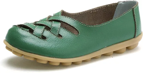 Vista 16 de VenusCelia Mocasines planos para caminar con nidos trenzados para mujer Beige